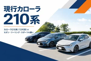 セダン・ワゴン・ハッチバックの3台が並んだ駐車場