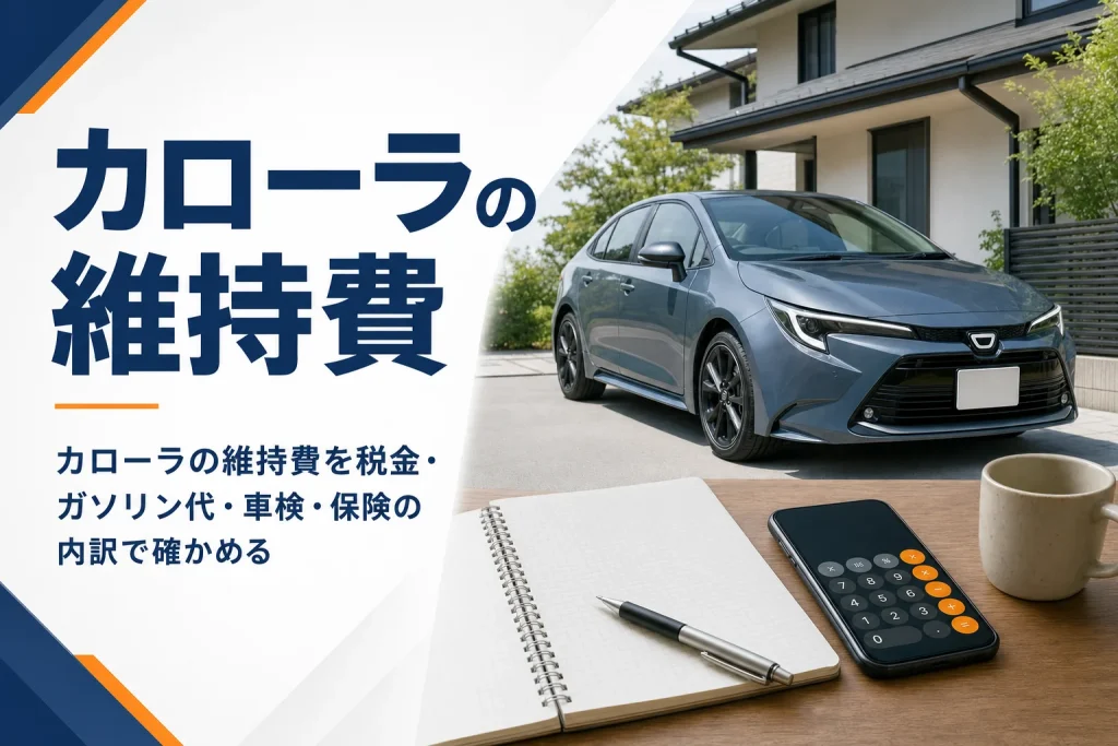 駐車場のカローラ セダンと家計の計算メモ