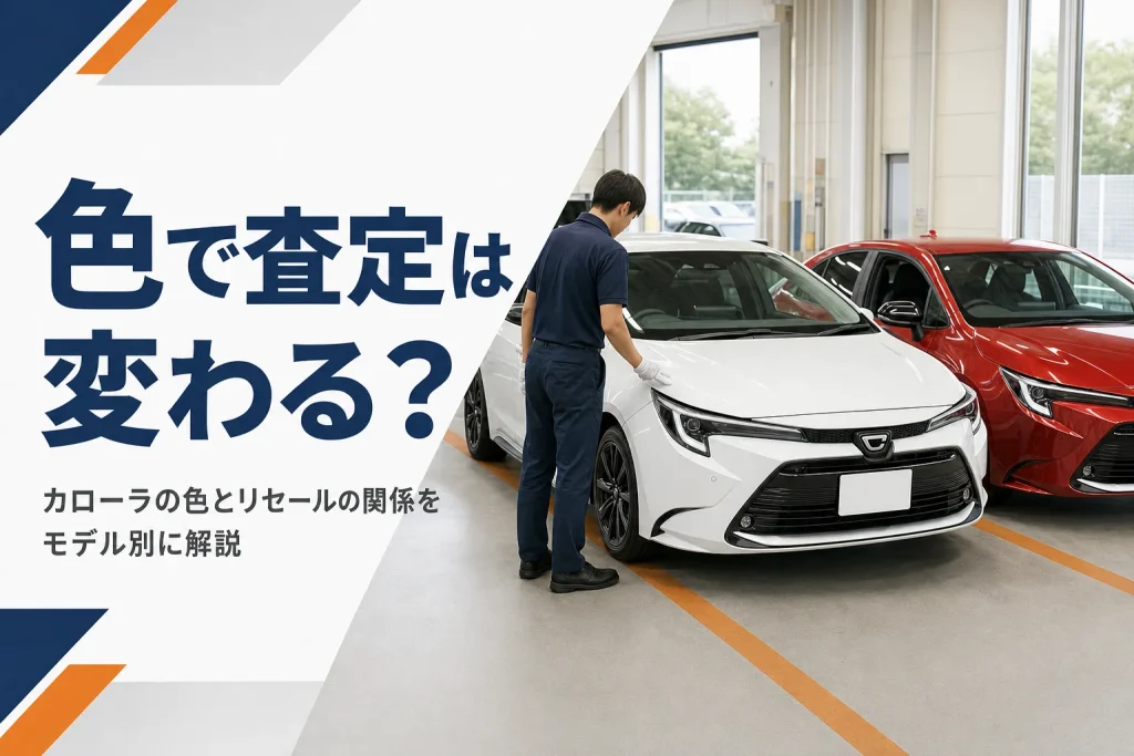 査定を受けている白と赤のカローラクロス