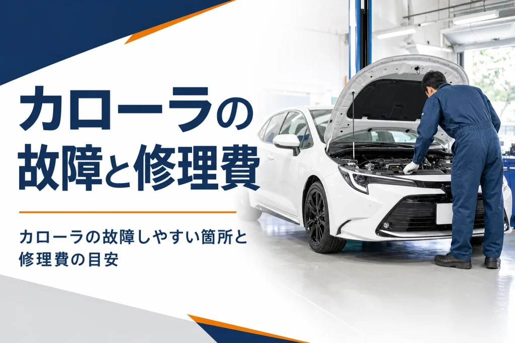 整備工場でボンネットを開けて点検を受けている乗用車
