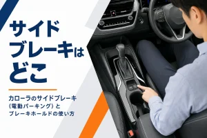 カローラのセンターコンソールにあるパーキングブレーキのスイッチ