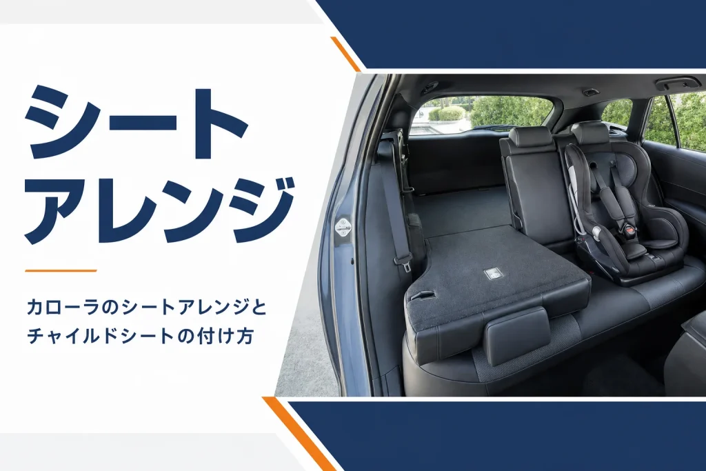 片側の背もたれを倒したカローラ ツーリングの後部座席