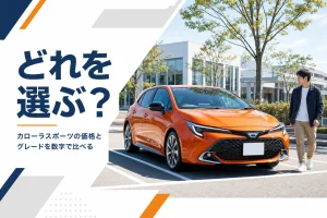 街中の駐車場に停まったカローラ スポーツ