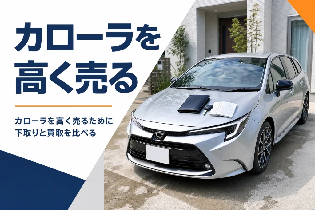 査定前に準備したカローラ ツーリングと車検証・スペアキー