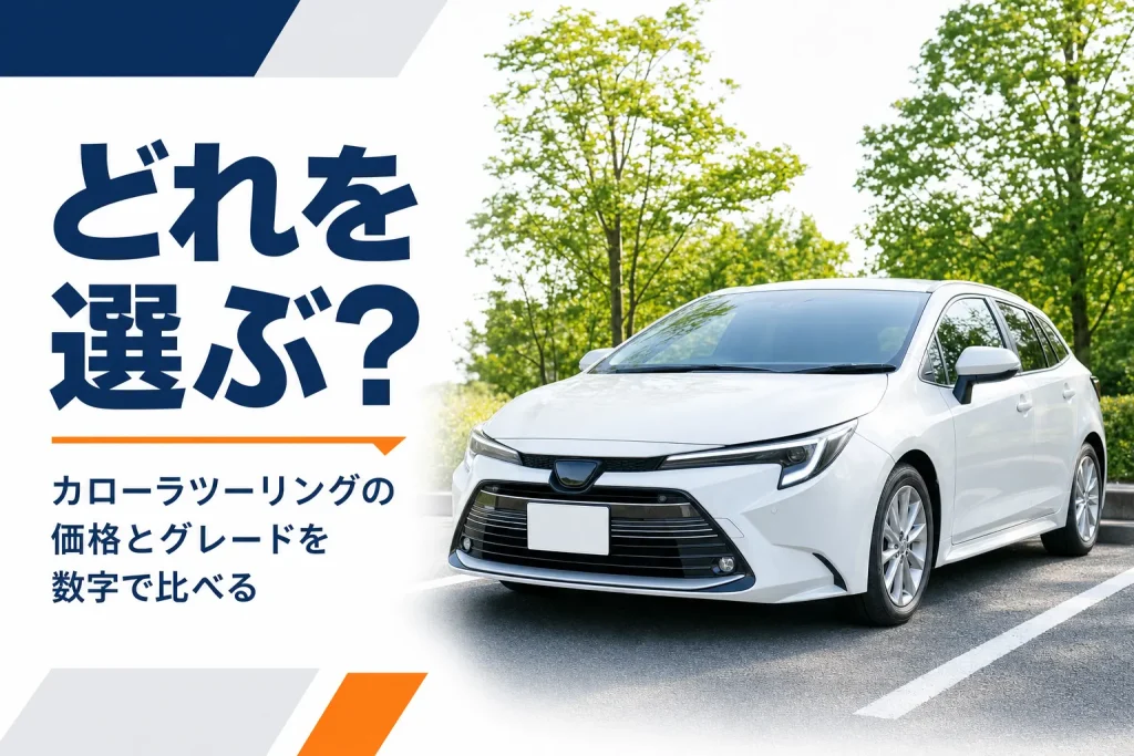 駐車場に停まった白いカローラ ツーリング