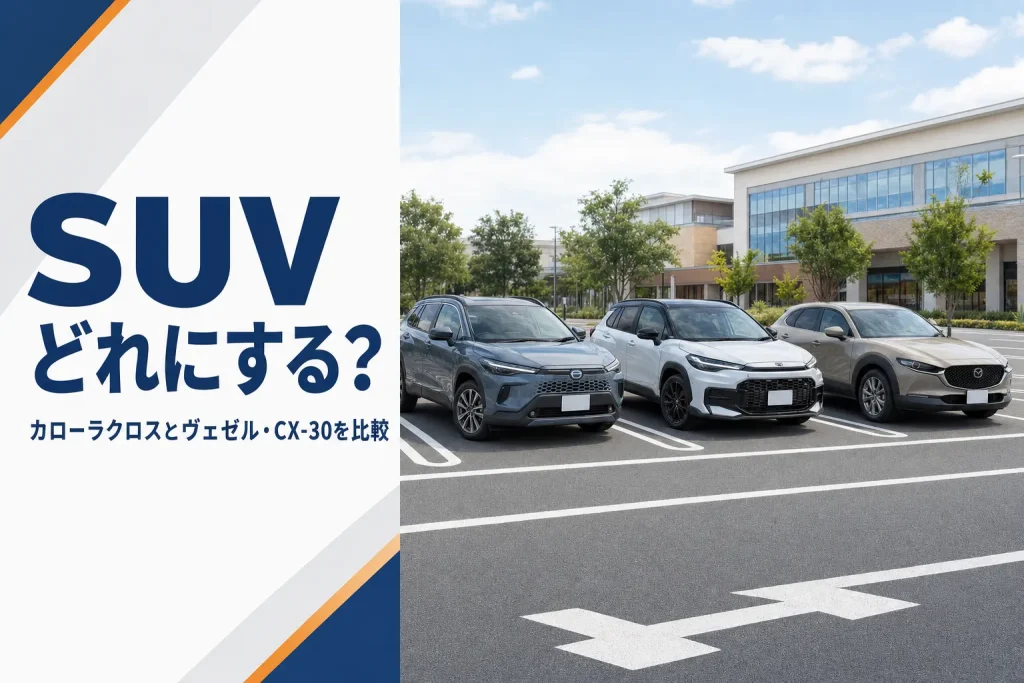 駐車場に並んだ3台のコンパクトSUV