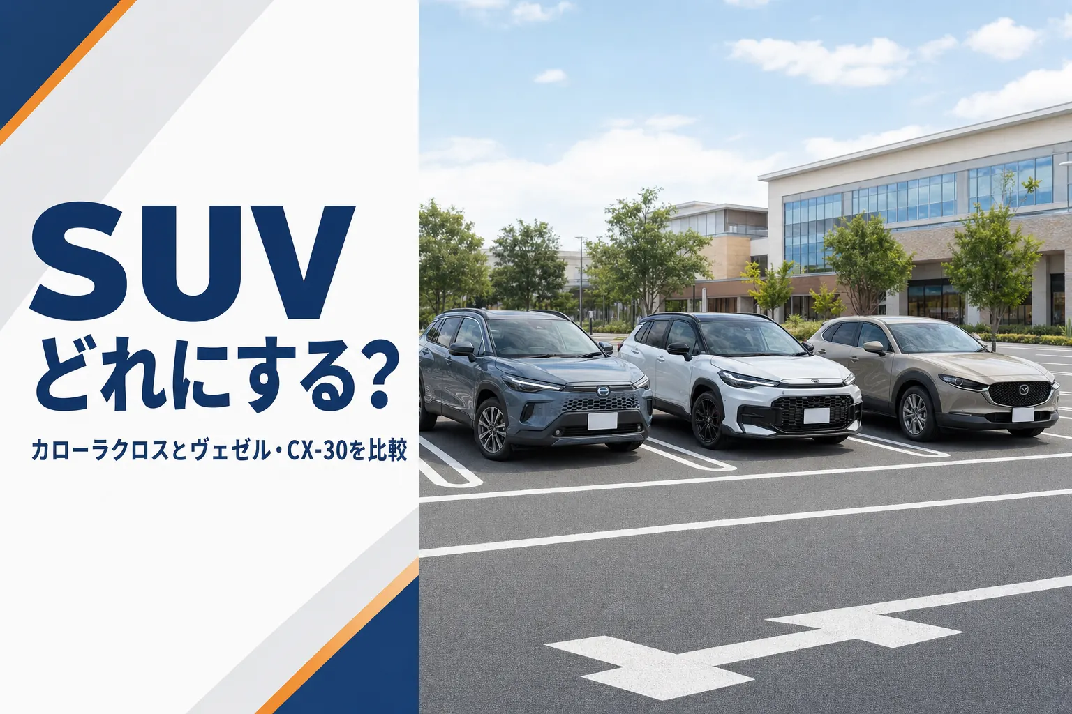駐車場に並んだ3台のコンパクトSUV