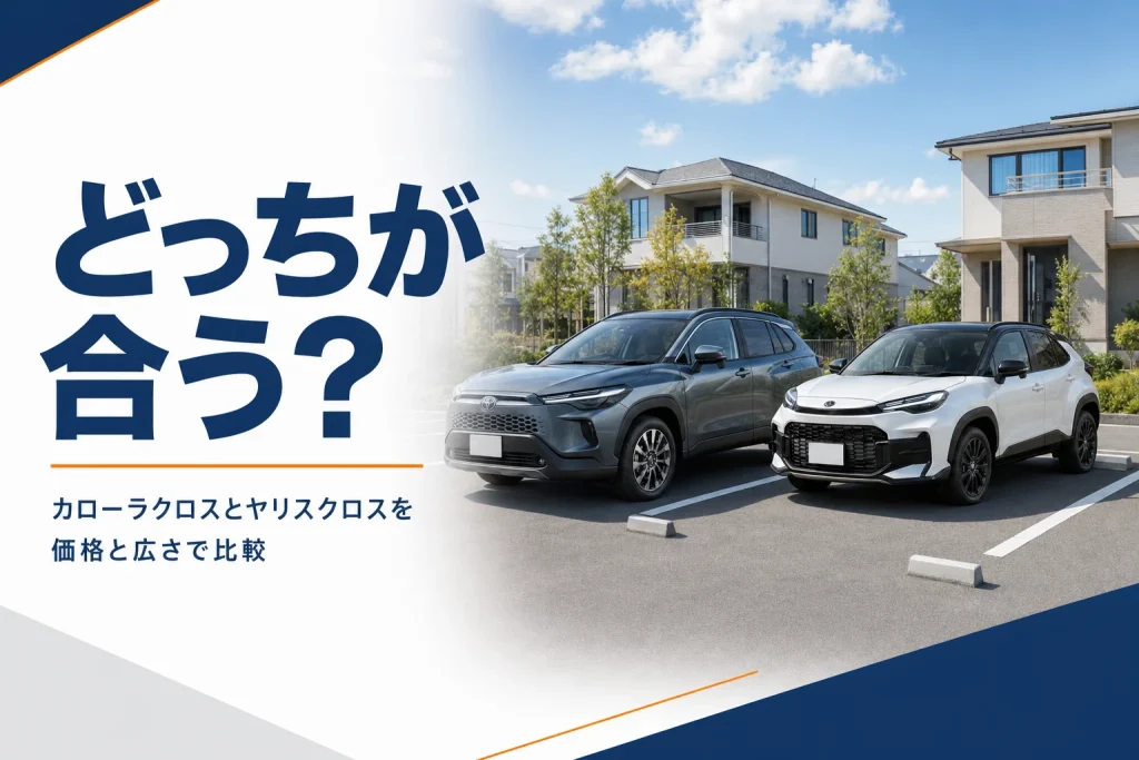 住宅街の駐車場に並んだ大きさの違う2台のSUV